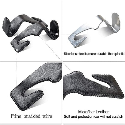 2 Pack Car Headrest Hooks, Microfiber Leather & Alloy Purse Hook Holds 45lb | Durable Alloy Material 360° rotating hooks hold bags, groceries up to 45lb; soft leather protects seats; fits most vehicles - Image 5
