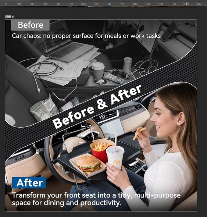 XOOL 2 in 1 Car Steering Wheel Tray, Back Seat Headrest Tray with Phone Holder – Foldable/Height Adjustable Steering Wheel Desk, Car Laptop Desk & Food Tray for Cars, SUVs & Trucks - Image 4