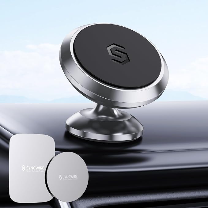 SYNCWIRE Magnetic Car Phone Holder for Dashboard, 360° Adjustable Strong Magnets Cell Phone Car Mount Compatible with iPhone, Samsung, Android - Gray | 360° Rotation, Strong Magnets, Reliable Adhesive, All Metal Car Mount Compatible with iPhone, Samsun... - Image 8