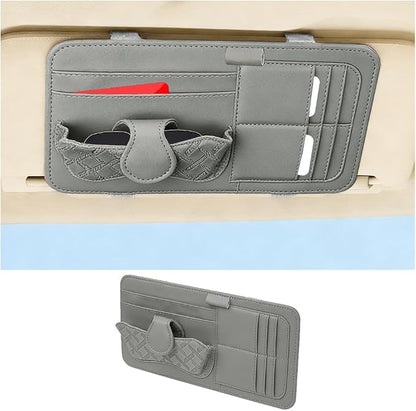 Car Sun Visor Organizer, Multifunctional Visor Storage Pouch with Sunglasses Holder & Card Sleeve Pocket, Auto Interior Organizer Pocket Bag for Pens Cards Documents, Universal Fit (Gray) by Unknown
