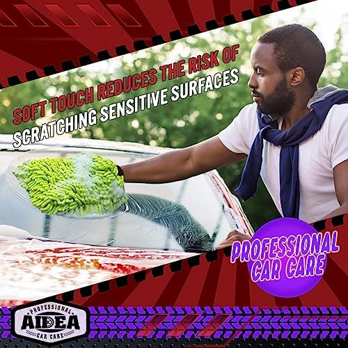 AIDEA Car Wash Mitt Microfiber, 2PK, Car Wash Brush, 8''X12'' - Image 5