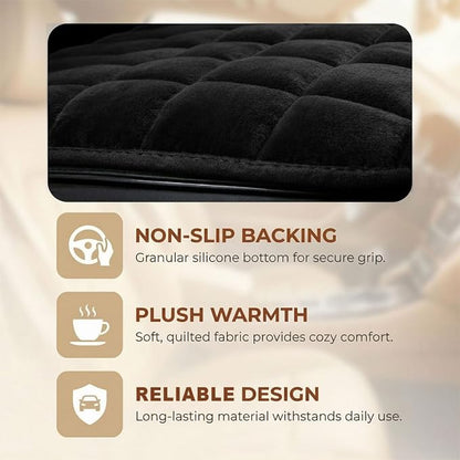 YoRise Car Seat Cushion, Car Driver Seats Protector Cover (Black) | Soft Plush Auto Seat Pad with Storage Pocket, Car Seat Cover with Non-Slip Rubber Bottom, Winter Vehicle Accessory - Image 4
