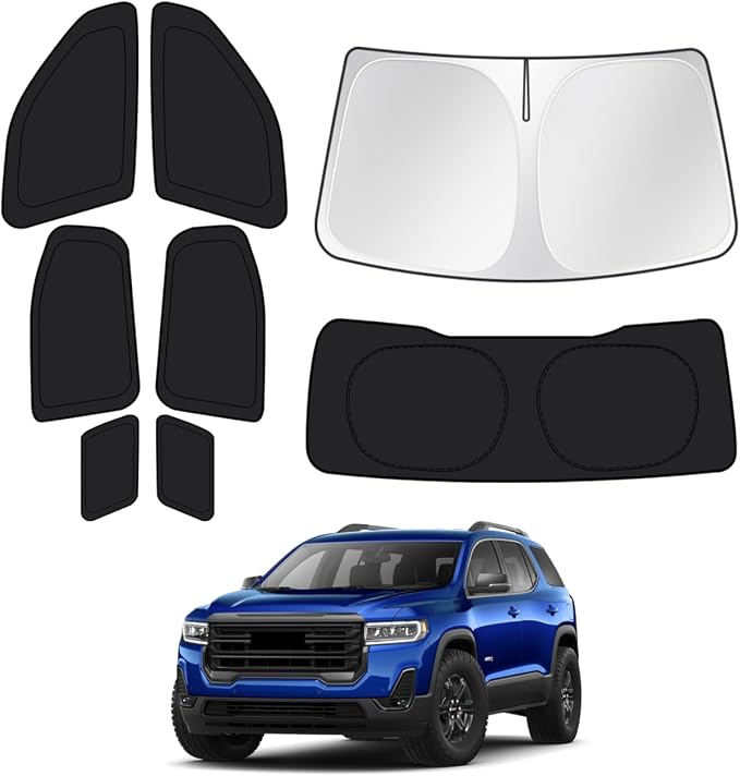 Canvcle Window Shades for 2017-2023 GMC Acadia Accessories Windshield Sun Shade Side Rear Window Covers Sunshade Sun Visor Shield Privacy Protection for Camping Keep Vehicle Cool Black 8PCS by Canvcle