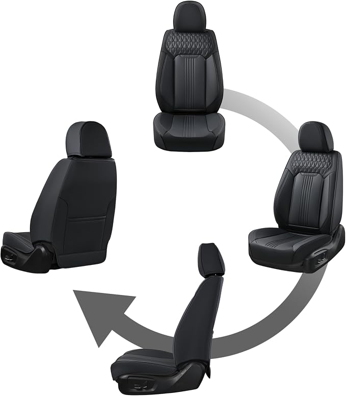 Coverado Front Seat Covers, Leather Car Seat Cover, Waterproof Car Seat Protector, Driver Seat Covers Car Seat Cushion Universal Fit for Most Cars, Black - Image 8