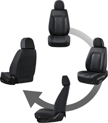 Coverado Front Seat Covers, Leather Car Seat Cover, Waterproof Car Seat Protector, Driver Seat Covers Car Seat Cushion Universal Fit for Most Cars, Black - Image 8