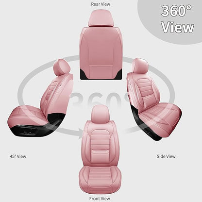 Pink Car Seat Covers Full Set, Universal Faux Leather Seat Covers for Cars 5 Seats, Waterproof Leather Car Seat Covers, Comfortable Automotive Seat Covers for Most Sedans Trucks SUVs - Image 5