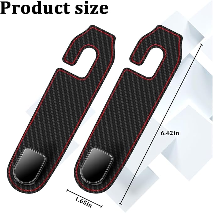 Car Seat Headrest Hook, 2PCS Vehicle Seat Back Hangers Organizer for Handbag Purse Coat, Automotive Interior Headrest Storage Hooks, Universal for SUV Automobile Truck (Carbon Fiber) - Image 2