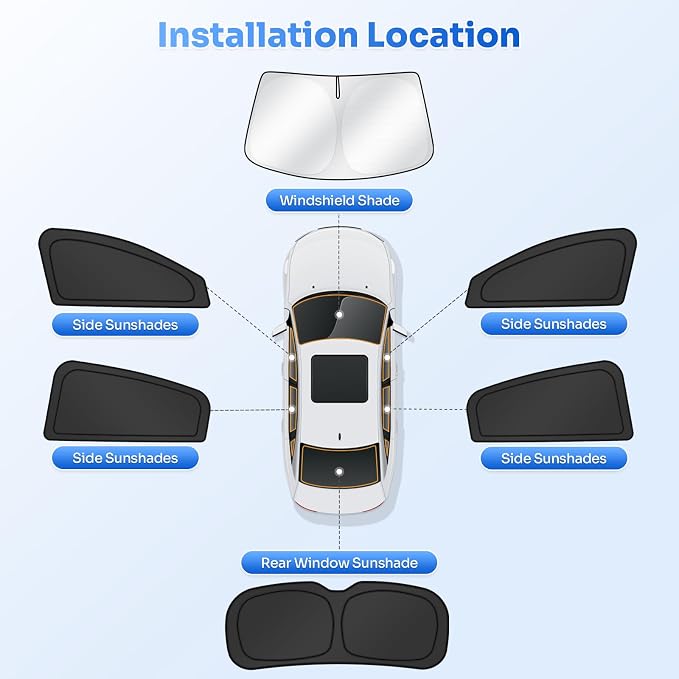Canvcle Window Shades for Honda HRV 2016-2022 HR-V Accessories Windshield Sun Shade Side Rear Window Cover Sunshade Sun Visor Shield Privacy Protection for Camping Keep Vehicle Cool Black 6PCS - Image 5