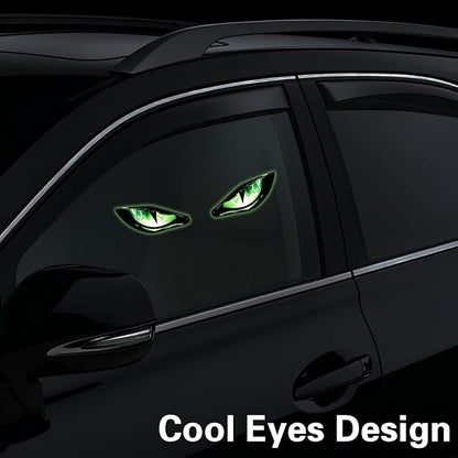 Eye-Shaped Wireless LED Lights for Car (Red) | Solar Powered & Rechargeable Car Lights Interior with Vibration Sensor, Automotive Ambient Light for Door Windows - Image 2