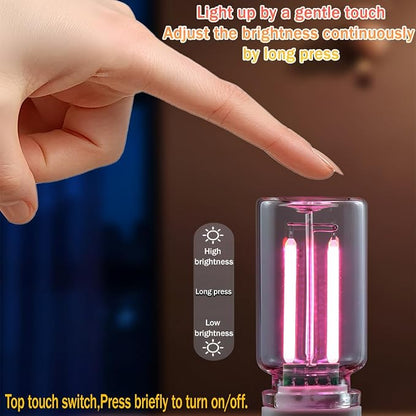 2 Pack Car LED Lights Interior, USB Light for Car Decor & Bedroom, Touch Dimmable Ambient Lighting, Mini Glass Bottle Night Light for Camping Gifts-Pink - Image 4