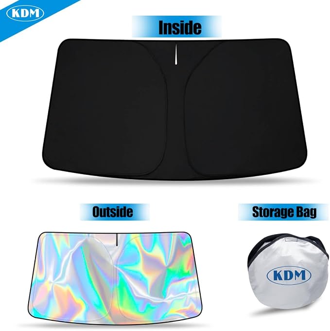 KDM Laser Silver Style Windshield Sun Shade Fit for Toyo-ta Rav4 2019-2025 | 2020 2021 2022 2023 2024 Rav4,Foldable Front Reflective Windows Sunshade Visor Protector Blocks UV Rays Heat - Image 7