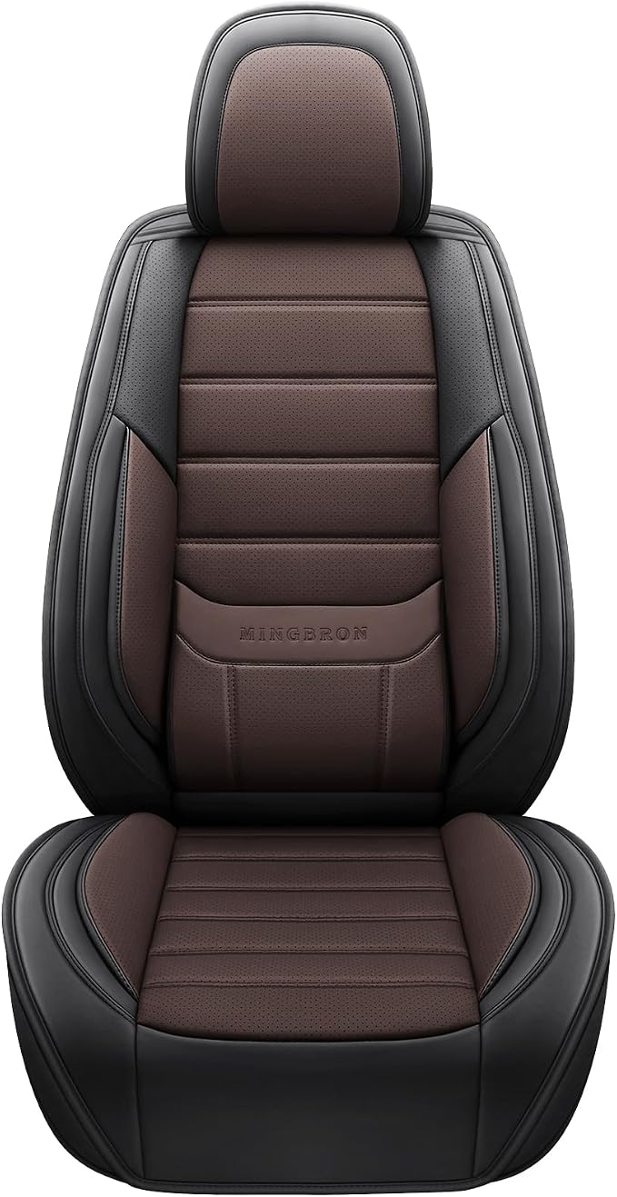 MINGBRON Seat Covers, Car Seat Covers Front Seats, Car Seat Cover, Car Seat Protector Waterproof, Car Seat Cushion Nappa Leather, Brwon Seat Covers Carseat Cover Universal Fit for Most Cars - Image 3