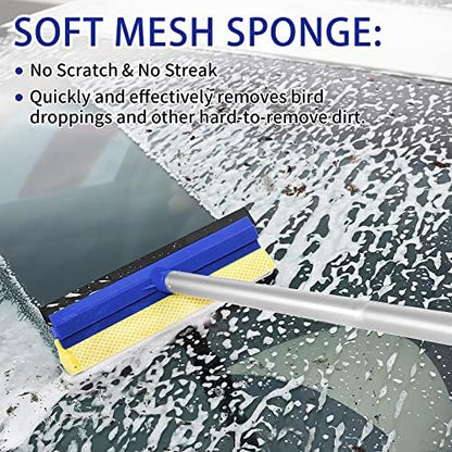 Wontolf 62'' Car Wash Brush Kit with Long Handle, Microfiber Car Wash Mop Mitt, Car Cleaning Detailing Kit, Exterior Interior Car Cleaning Supplies for Cars RV Truck Boat - Image 3