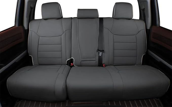 EKR Custom Fit Seat Covers for Select 2015-2020 4Dr Ford F150 SuperCrew XL,XLT,Lariat,King Ranch,Limited and F-250/350/450 Crew Cab XL,XLT - Leatherette (Gray) - Image 5