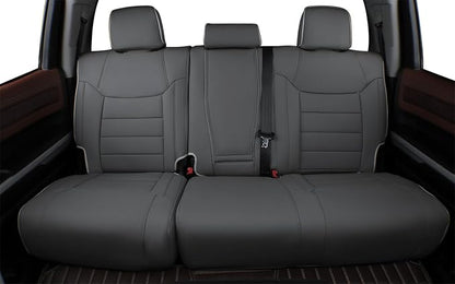 EKR Custom Fit Tacoma Rear Car Seat Covers for Toyota Tacoma 2016 2017 2018 2019 2020 2021 2022 2023 Double Cab/Crew Cab - Second Row Only,Faux Leather(Black with Red Trim) - Image 2