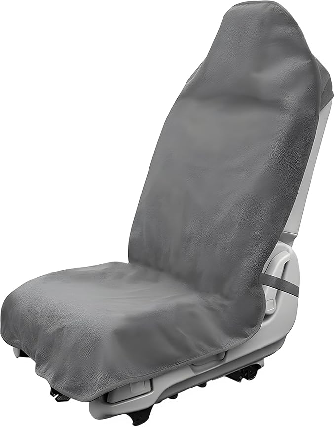Car Towel Seat Cover, Waterproof Sweating Auto Front Seat Protective Cover, Non-Slip Washable Carseat Protector for Post Gym Workout Running Swimming, Car Accessories (Gray) by Unknown