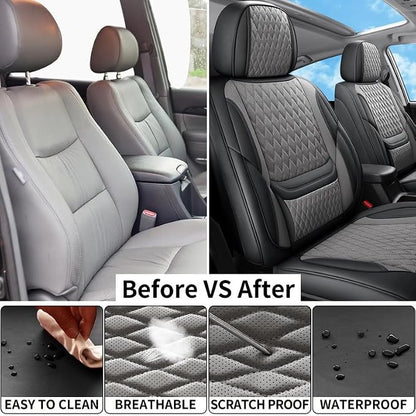 Car Seat Covers Full Set Custom Fit For Toyota Sienna 2021-2026, Black&Gray | Lumbar Support, Premium Faux Leather, Breathable, Anti-Slip, Airbag Compatible, Waterproof, Car Seat Protectors, 2 Row-5Seat - Image 5