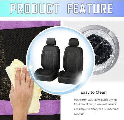 4PCS Cooling Car Seat Covers,Breathable Front Seat Covers with Mesh Construction and Foam Padding,Car Seat Protector to Reduce Back Sweating,Universal Car Interior for Car SUV (Purple) - Image 4