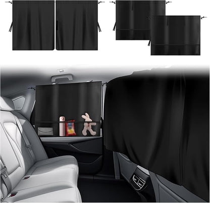 3 Pack Upgraded Car Window Shades Set, 2 Window Sun Shades + 1 Privacy Curtain with Storage Pockets, UV Sun Protection & Privacy Screen (A) - Image 7