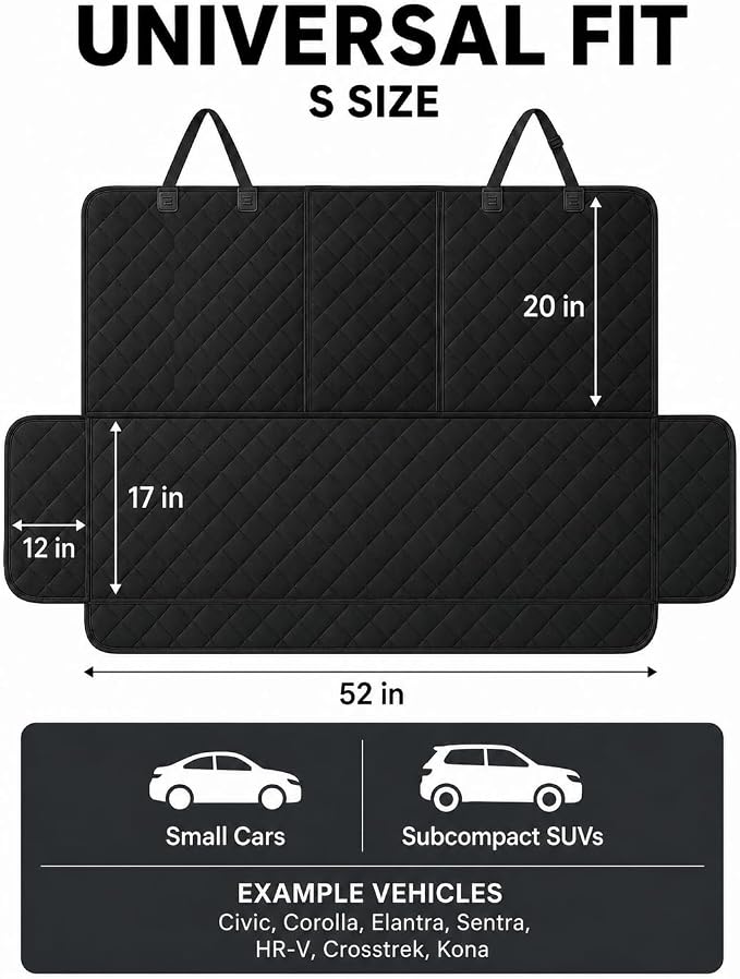 Dog Car Seat Protector, Back Seat Cover for Dogs, SUV & Car Seat Covers 52" | Fits small cars & subcompact SUVs; protects rear bench and car interior from pet hair, kid spills, baby boy messes, and dirt. - Image 4