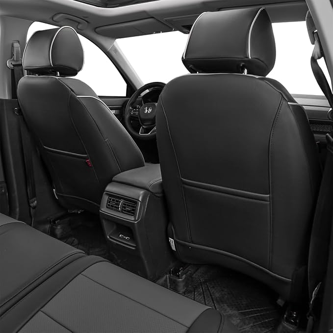 EKR Car Seat Covers for Honda HRV 2019-2022,Leatherette Full Set | Custom Fit for Honda HRV Sport/EX/EXL/Touring 2019-2022 Full Wrap,Waterproof Pet-resistant,Faux Leather(Black/Gray) - Image 3