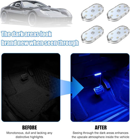 4PCS Car Interior Wireless Led Lights, 6 Bright LED Lamp Beads Magnetic Vehicle Ambient Light, Portable Touch USB Rechargeable Automotive Night Lighting Accessories, Universal Fit (Blue) - Image 5