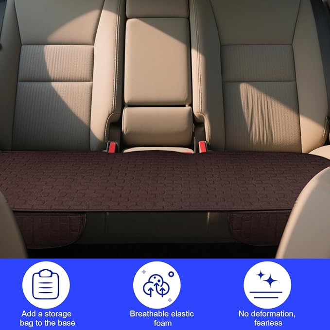 Osilly Car Back Seat Cover, Anti-Slip Long Vehicle Rear Bench Protectors with Storage Pocket, Breathable Comfortable Auto Interior Seating Bottom Protection Accessories, Universal Fit (Coffee) - Image 5
