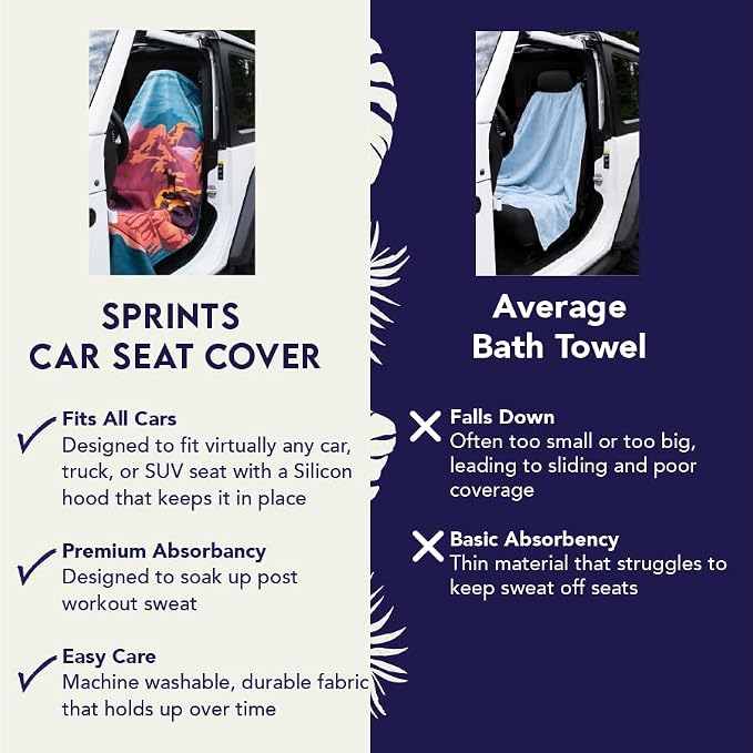 Sprints Athletic Running Towel, Full-Sized, Car Seat Cover - Performance Microfiber… (Out N Back) - Image 2