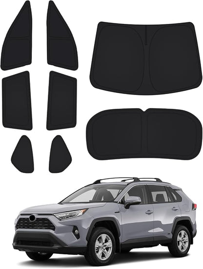 Canvcle Window Shades for 2019-2025 Toyota RAV4 Accessories Sun Shade Windshield Sunshade Side Rear Window Covers Sun Visor Shield Privacy Protection for Camping Keep Car Cool Black 8PCS by Canvcle