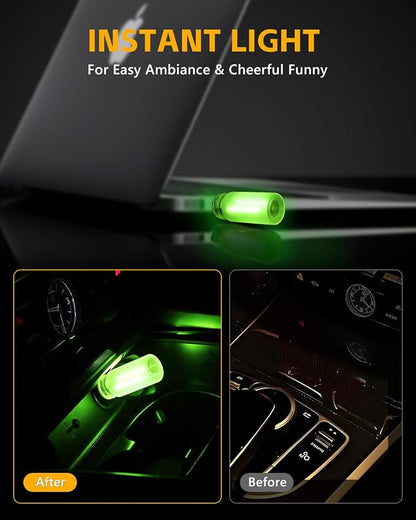 2PCS USB Car Lights, Touch Adjustment Lights, Plug in USB Vehicle Interior Ambient Light, Mini LED Retro Bulb Frosted Glass Night Light for Camping, Holiday Decoration, Party, Bedroom (Green) - Image 2