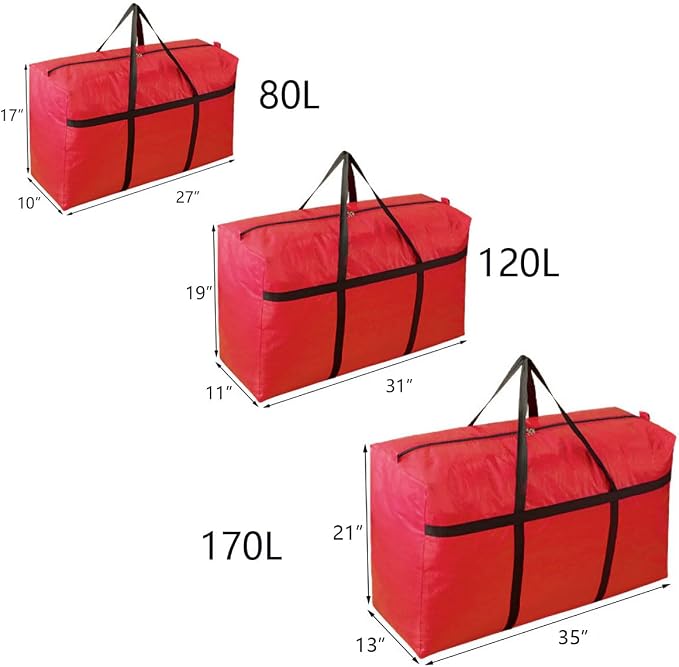 Extra-large Tarp Storage Bag (Red, 31Gal/120L) | Double Zipper, Moisture Resistant and Dustproof, Lightweight Foldable for Moving, Travel, Camping, and Seasonal Organization - Image 6