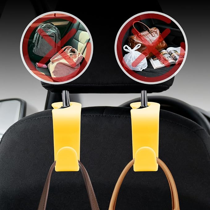 4PCS Car Seat Headrest Hooks, Purse Hook for Car | Car Headrest Hidden Hook, Car Interior Accessories Multi-Use Portable Headrest Organizer Holder for Purse Handbag Coats - Image 5