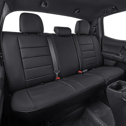 EKR Custom Fit Tacoma Rear Car Seat Covers for Toyota Tacoma 2016 2017 2018 2019 2020 2021 2022 2023 Access Cab - Second Row Only,Faux Leather(Black) - Image 4