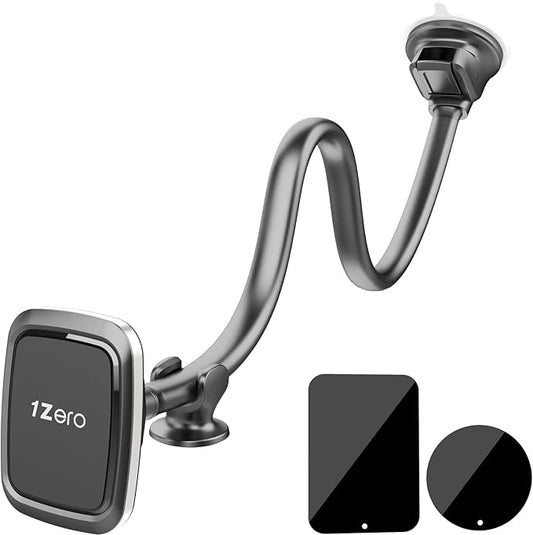 Magnetic Phone Car Mount 14-Inch Gooseneck Long Arm Extension | Universal Windshield Dashboard Industrial-Strength Suction Cup Car Phone Holder for All Cell Phones (Magnetic Phone Mount) by 1Zero