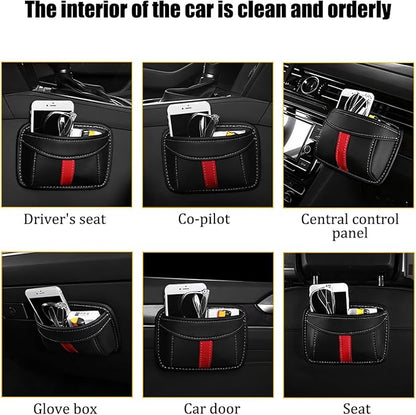 Car Seat Side Pocket Organizer, Leather Vehicle Seat Gap Filler Organizer, Automotive Console Side Cell Phone & Sunglasses Holder Storage Bag, Universal for SUV Automobile Truck (Red) - Image 6