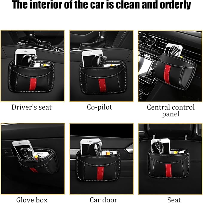Car Seat Side Pocket Organizer, Leather Vehicle Seat Gap Filler Organizer, Automotive Console Side Cell Phone & Sunglasses Holder Storage Bag, Universal for SUV Automobile Truck (Wine Red) - Image 6
