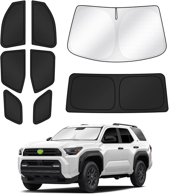 Canvcle Sunshades for 2025 2026 Toyota 4Runner Accessories Windshield Sun Shade Side Rear Window Shade Cover Sun Visor Shield Privacy Protection for Camping Keep Vehicle Cool Black 8PCS by Canvcle