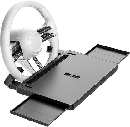 Steering Wheel Laptop Tray for Car, Adjustable Workstation Desk | Fits Most Steering Wheels with Cover, Dual Slide-out Trays Expand Workspace, Stable Laptop Surface, Sturdy for Meals & Work - Image 2