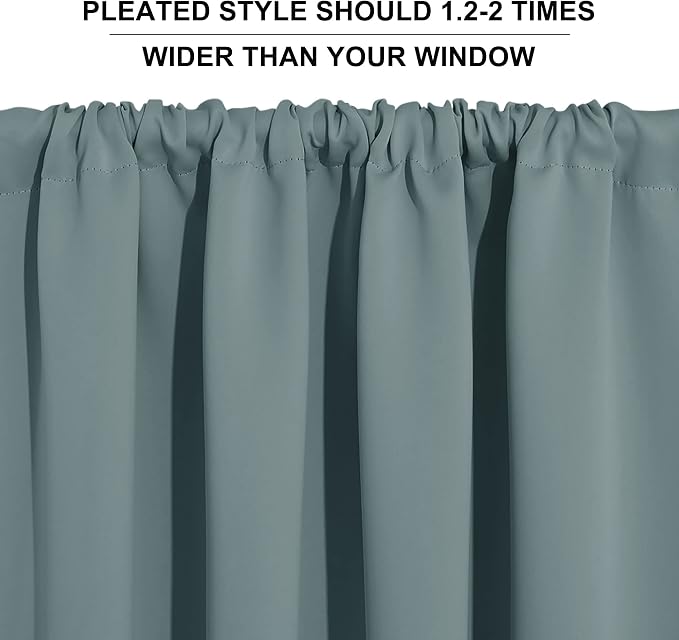 RYB HOME Blackout Curtains for Bedroom Living Room Nursery 63 inches Long | Thermal Insulated, Privacy Protection, Rod Pocket, Drapes for Office Home Theater, W42 x L63, Dusty Blue, 2 Panels - Image 8