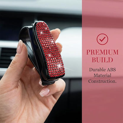 HZEL 2PCS Bling Sunglasses Holder for Car Visor, Crystal Rhinestone Sun Visor Eyeglasses and Ticket Card Mount Clip, Shiny Diamond Auto Glasses Hanger Holder, Universal for Vehicles (Multicolor) - Image 4