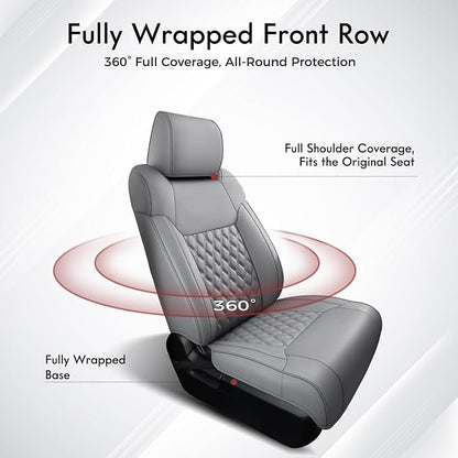 Huidasource Tacoma Front Truck Seat Covers Fit for 4th Gen Toyota Tacoma 2024-2026 All Cab SR, SR5, Limited, TRD Sport/Off-Road, Trailhunter Front Row, Nappa Leather Seat Cover (Front Pair/Gray) - Image 5