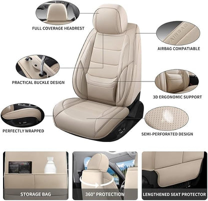 Car Seat Covers Full Set Custom Fit For Lexus NX350 2022-2026, Beige | Lumbar Support, Premium Faux Leather, Breathable, Anti-Slip, Airbag Compatible, Waterproof, Car Seat Protectors, 2 Row-5Seat - Image 3