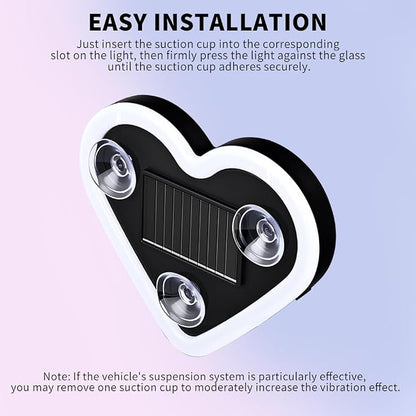 LED Solar Heart Light for Car Window Lights Interior Neon Ambient Lighting Car Accessories for Women Girl Girly Cute Decor Accessory, Smart Light Vibration Sensor, Red, 2 Pack - Image 6