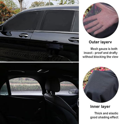 Upgrade Stretchable&Breathable SUV Car Window Shade - Oversize Double Mesh for Heat Shading and Bug&UV Protection - Car Must Have Privacy Shades for Cars,Truck,SUV When Camping (Front window/2pcs) - Image 3