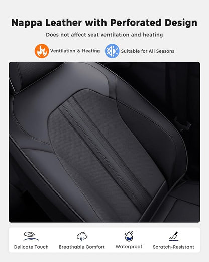 Huidasource Front Seat Covers, Luxury Faux Leather Front Car Seat Cover, Compatible with Airbags, Seatbelt Buckles, Perforation, Cooling＆Heating, Universal Fit for Most Cars, Vans, Trucks, SUVs, Black - Image 5