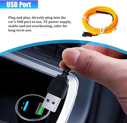 Car LED Strip Lights, 16.4FT 5V Waterproof Flexible Vehicle Ambient Lighting Kits with USB Port, Automotive Lamp Strips Decorations, Universal for SUV Automobile Truck (Yellow) - Image 4