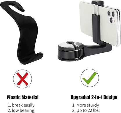 TOOVREN Upgraded 6 Pack Car Headrest Hidden Hook 2 in 1 Car Seat Hooks with Phone Holder for Purse, Backpacks,Toys,and Even Bottle Storage Organizer (Silver) - Image 2