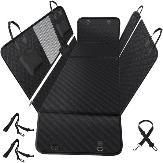 Vailge 6 in 1 Car Seat Cover for Back Seat, 60/40 Split, 100% Waterproof with Mesh Window, Scratch Prevent Anti-slip Dog Hammock, Large by VAILGE