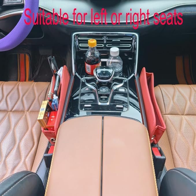 Seat Gap Organizer Car Seat Console Organizer Front Seat Side Storage Bag Center Console Side Pocket Car Seat Crevice Storage Seat Gap Filler Between Seat Storage Pouch（Red） - Image 5