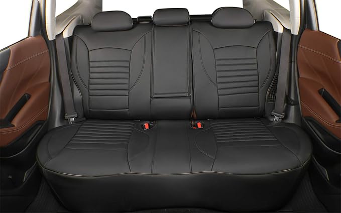 EKR Car Seat Covers for Subaru XV Crosstrek 2013-2017,Leatherette Full Set | Custom Fit for Subaru Crosstrek 2013-2017(Rear W/ NO Armrest),Factory-Like Fit,360°Protection,Faux Leather (Black) - Image 3